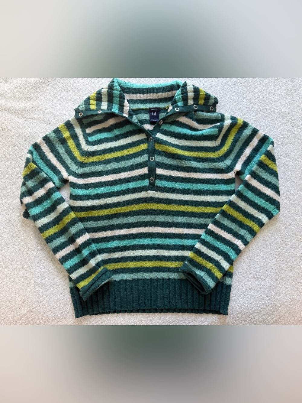 Vintage Y2K Gap Striped Sweater Snap Collar Wool